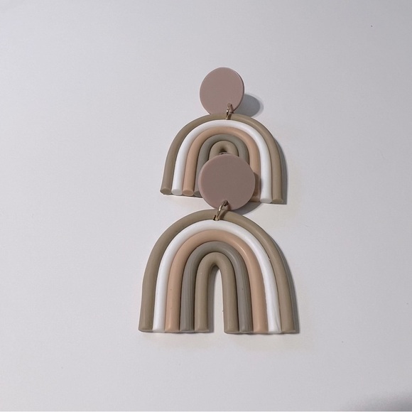 💎NEW Neutral Boho Rainbow Drop Earring Studs, Secure Lock Back - Picture 3 of 7